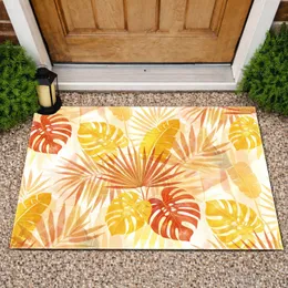 Dense Tropical Foliage Monstera Palm Leaves Botanical Shapes Everyday Home Decor Gift Doormat