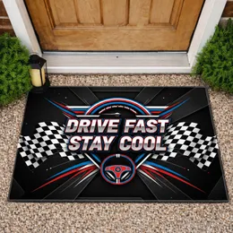 Drive Fast Stay Cool Racing Speed Gauge Steering Wheel - Car Enthusiast Decor Gift Doormat