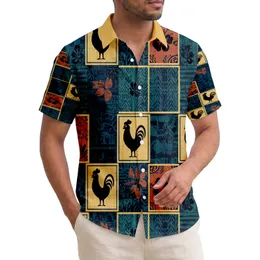 Black Rooster Tribal Floral Batik Leaves - Tropical Home Decor Gift Hawaiian Shirt