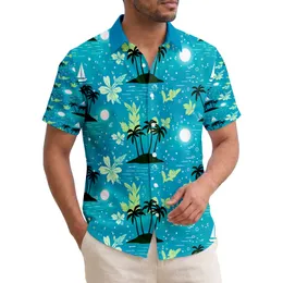 Black Palm Trees Sailboats Ocean Waves Tropical Flowers - Tropical Travel Essential Hawaiian Shirt