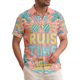 It's Cruise Time Boat Palm Tree Flags Sunglasses Sun Rays - Vacation Trip Travel Essentials Hawaiian Shirt