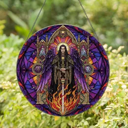 Gothic Angel Demon Fiery Sword - Home Decor Gift for Fantasy Lover Stained Glass Suncatcher
