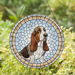 Basset Hound Dog with Droopy Ears - Home Decor Gift for Dog Lover Stained Glass Suncatcher