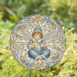 Baby Angel Golden Stars Celestial Sky - Home Decor Gift for Angel Lover Stained Glass Suncatcher