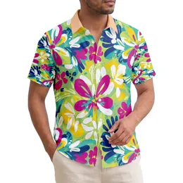 Tropical Flower Petals Blob Shapes Overlapping Elements - Summer Holiday Beach Wear Hawaiian Shirt
