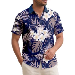 Navy Blue Tropical Flowers Palm Fronds Bird-of-Paradise - Home Decor Gift Hawaiian Shirt