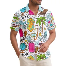 Travel Airplanes Suitcases Beach Palm Trees - Vacation Lover Gift Hawaiian Shirt