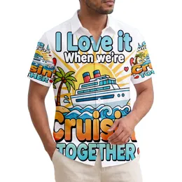 Cruisin' Together Cruise Ship Beach Palm Trees - Cruise Vacation Gift Hawaiian Shirt