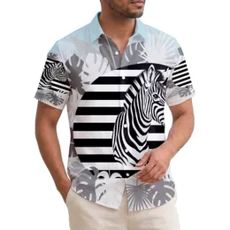 Zebra Tropical Leaves Beach Ocean Bold Warped Stripe - Wildlife Lover Gift Hawaiian Shirt