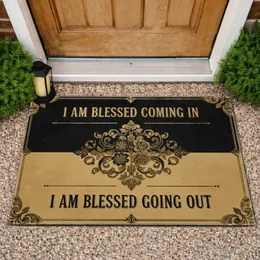 Blessed Phrases Floral Medallion Scrollwork - Farmhouse Home Decor Gift Doormat