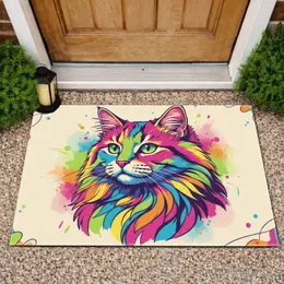 Long-Haired Cat Portrait Home Decor Gift for Cat Lover Doormat