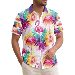 Pink Flamingos Tropical Leaves - Tropical Vacation Gift for Flamingo Lover and Beachgoer Hawaiian Shirt