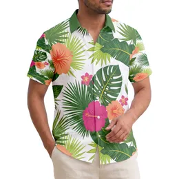 Pink Peach Hibiscus Tropical Banana Monstera Palm Leaves - Home Decor Gift Hawaiian Shirt