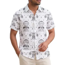 Jeeps Airplanes Parachutes Tropical Palm Trees - Adventure Travel Gift Hawaiian Shirt