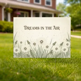 Aged Parchment Dandelion Field Dreams In The Air - Outdoor Decor Gift Yard Sign