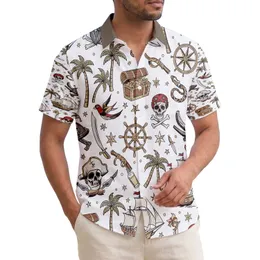 Pirate Skulls Galleons Treasure Octopus Ship Wheel - Adventure Journey Gift for Treasure Hunter Hawaiian Shirt