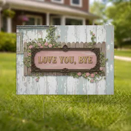 Blush Pink 'LOVE YOU, BYE' Bronze Plaque with Roses & Ivy - Outdoor Home Decor Gift Yard Sign