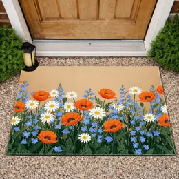 Orange Poppies White Daisies Blue Bellflower Meadow - Outdoor Living Gift Doormat