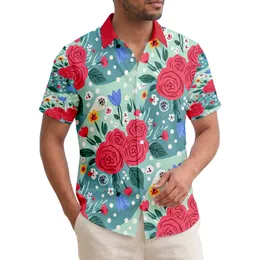 Tropical Hibiscus Rose Bellflower Polka Dot Floral Home Decor Gift Hawaiian Shirt