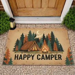 Happy Camper Rustic Camping Scene - Outdoor Lover Home Decor Gift Doormat