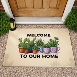 Welcome To Our Home Potted Succulents Cacti Botanical - Desert Home Decor Gift Doormat