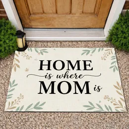 Home Is Where Mom Is Text Botanical Sprigs Mothers Day Gift Doormat