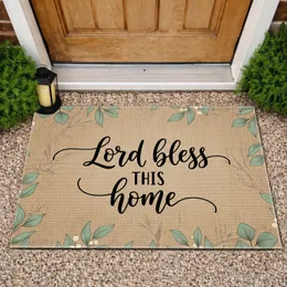 Lord Bless This Home Script Eucalyptus Berries Burlap - Farmhouse Home Decor Gift Doormat