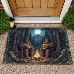 Sasquatch Campfire Moonlit Forest - Outdoor Lover Home Decor Gift for Bigfoot Fan Doormat