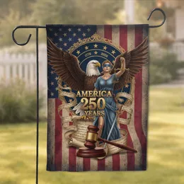 AMERICA 250 YEARS Bald Eagle Lady Justice - USA 250th Anniversary Heritage Garden Flag
