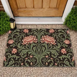 Vintage Arts & Crafts Botanical Chrysanthemum Acanthus - Home Decor Gift Doormat