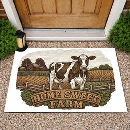 Holstein Cow Home Sweet Farm Farmland Barn Rural - Farmhouse Decor Gift for Farm Lover Doormat