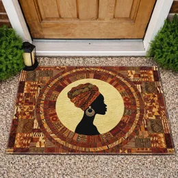 African Woman Halo Headwrap - Home Decor Gift for Her Doormat