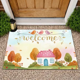 Welcome Birds House Autumn Landscape - Home Decor Gift for Garden Lover Doormat
