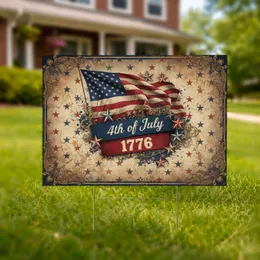 Patriotic 4th of July 1776 Banner American Flag - American Celebration Decor Yard Sign