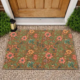 Dense Wildflower Berry Vine Bloom Folk Art - Rustic Farmhouse Home Decor Gift Doormat