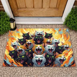 Calico Wide Mouth Screaming Cats Sharp Teeth - Entryway Home Decor Gift for Cat Lover Doormat