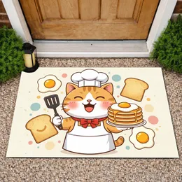 Cheerful Tabby Cat Chef Pancakes Breakfast - Kitchen Decor Gift Doormat