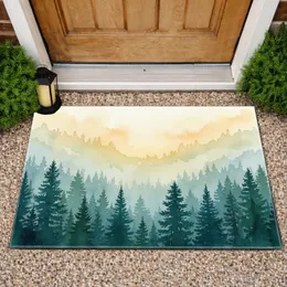 Majestic Pine Forest Hazy Sky with Atmospheric Mist – Outdoor Living Home Decor Gift Doormat