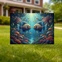 Angelfish Tropical Fish Coral Reef - Ocean Home Decor Gift for Fish Lovers Yard Sign