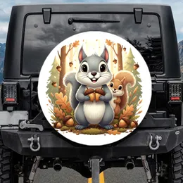 Smiling Squirrels Acorns Forest Friends Woodland - Wildlife Lover Gift Spare Tire Cover