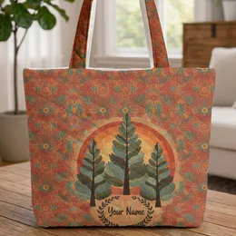Evergreen Forest Setting Sun Pine Needles Leaf Garland - Everyday Carry Gift Quilted Tote Bag