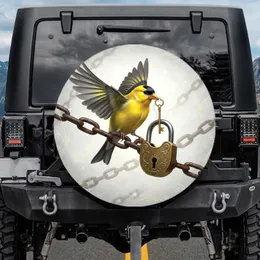 American Goldfinch Golden Key Antique Iron Chain Padlock - Wildlife Lover Gift Spare Tire Cover