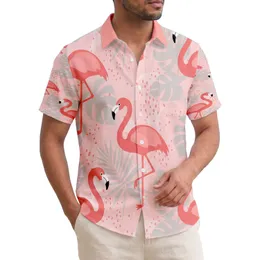 Tropical Flamingos Palm Fronds - Beach Life Gift for Flamingo Lover Hawaiian Shirt