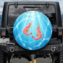 Two Pink Shrimp Crystal Clear Water Sunbeams Light Caustics - Aquatic Decor Gift Spare Tire Cover