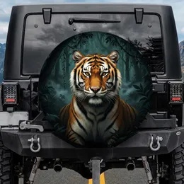 Majestic Siberian Tiger Head Deep Jungle Night - Outdoor Adventure Big Cat Gift Spare Tire Cover
