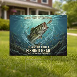 Large-mouth Bass Fishing Gear Funny Quote Underwater Scene - Fisherman Gift Yard Sign