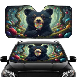 Majestic Black Bear Rainbow Lollipop - Car Interior Upgrade for Bear Lovers Car Sunshade