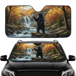 Majestic Black Bear Forest Stream Autumn Landscape - Car Interior Upgrade Car Sunshade