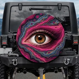 Lush Eyelash Fuchsia Magenta Hazel Eye Gold Agate Geode - Luxury Vehicle Accent Spare Tire Cover