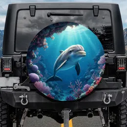 Majestic Bottlenose Dolphin Coral Reef Deep Blue Ocean - Ocean Lover Gift Spare Tire Cover